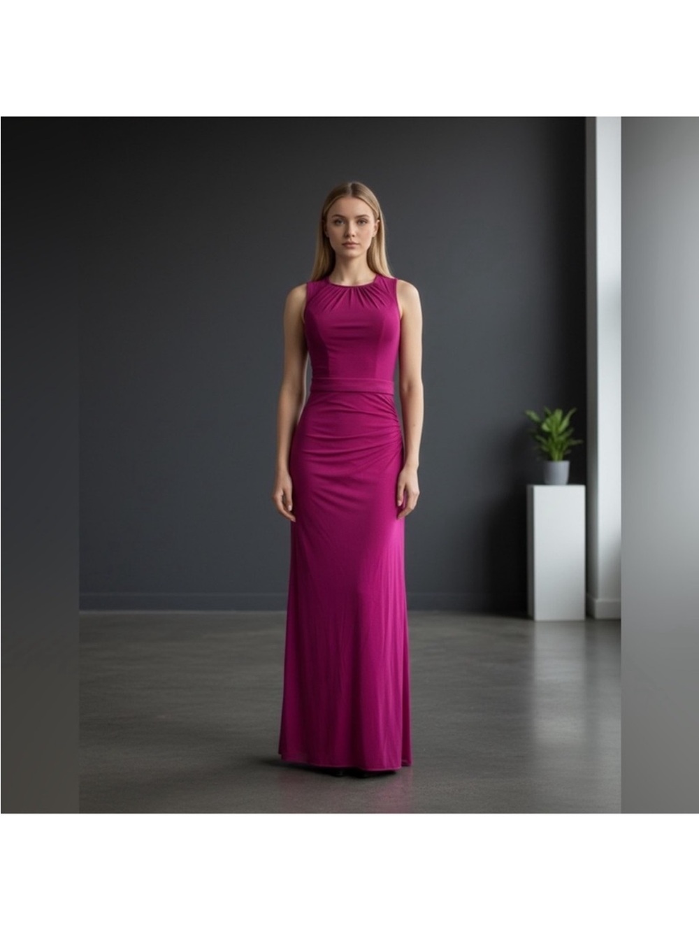 GLS Limited Edition Women’s Sleeveless Lovely Fuchsia Formal Maxi Evening Gown